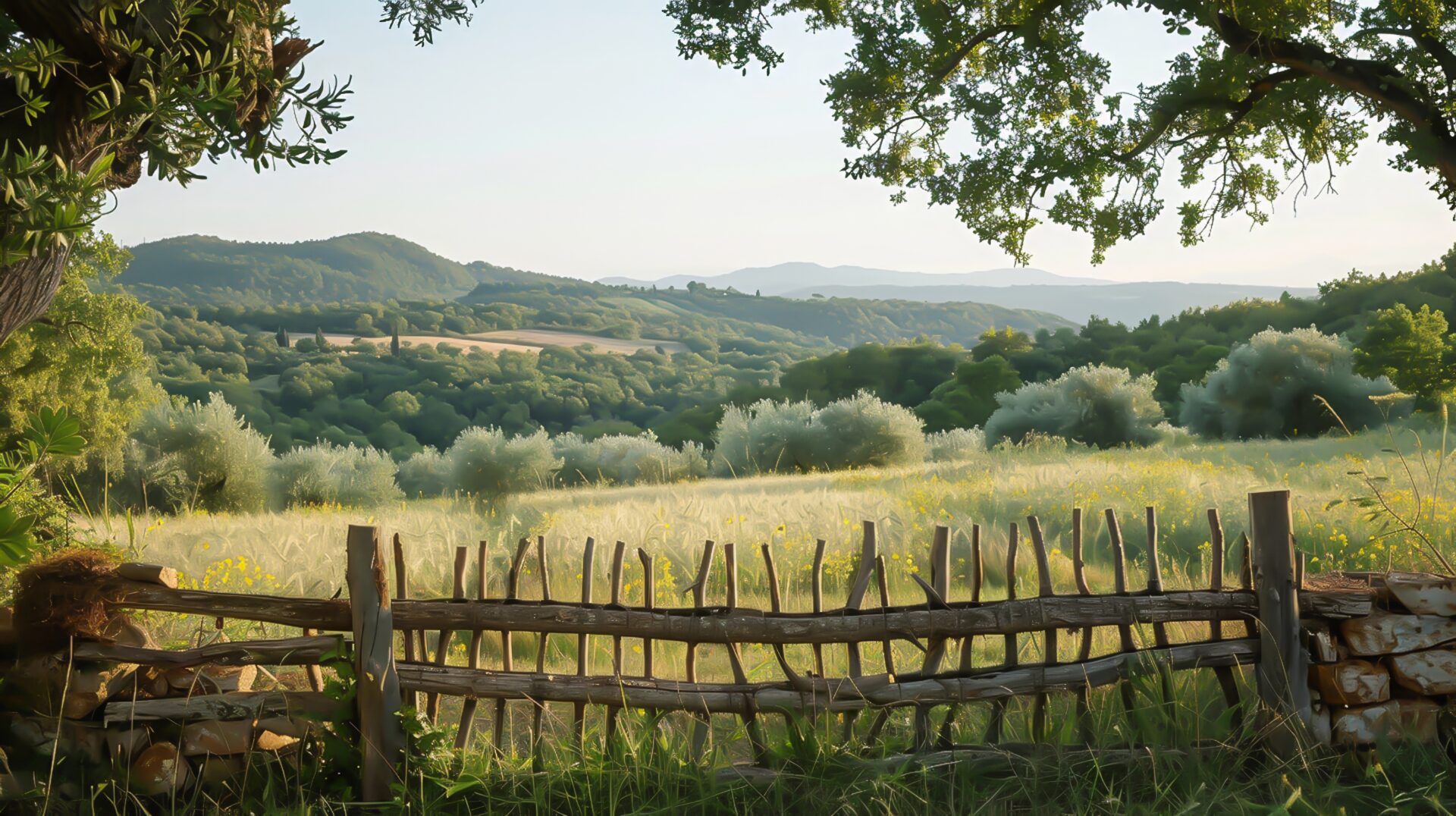 Stick fence on a plain